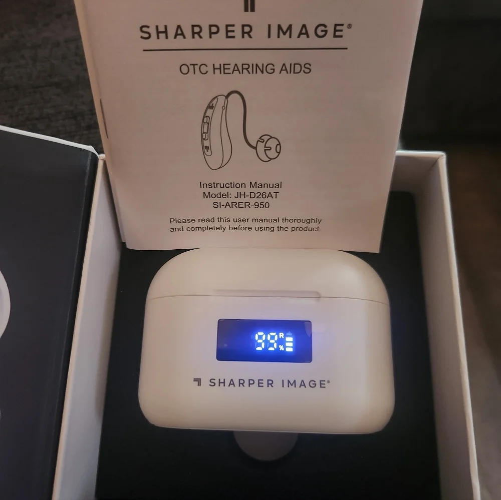 Sharper Image Hearing Devices with White Charging Case